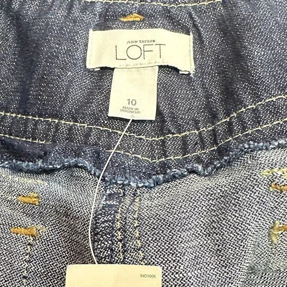 NWT Ann Taylor LOFT Shorts Cotton Linen Blend Blue Chambray Belted Women's 10 - Picture 4 of 6